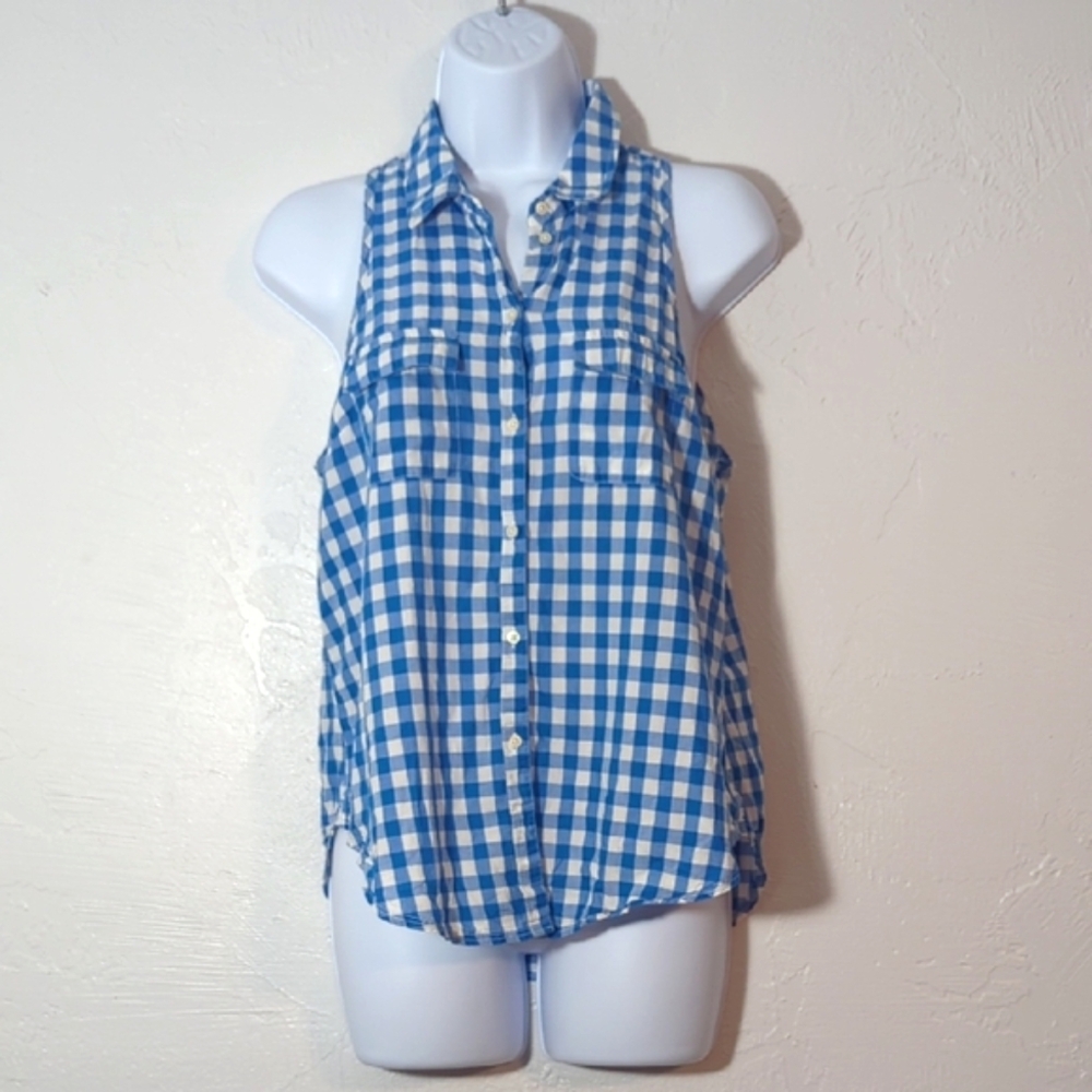Aerie Gingham Plaid Sleeveless Cotton Top Cottagecore Picnic Chic Casual Summer